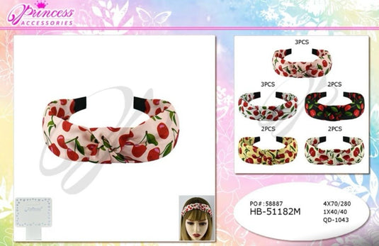 Hair-Cherry Head Band Diadema Plástica con Tela HB-51182M (12pcs pack)