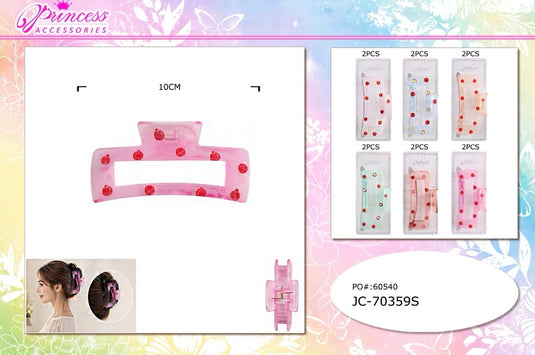 Hair-Strawberry Rectangle Hair Claw Clip JC-70359S (12pc pack)