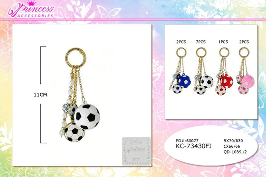Accessories-Soccer Ball Charm Keychain KC-73430FI (12pc pack)