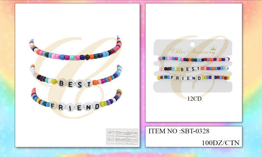 Accessories-Best Friends Matching Beaded Bracelets SBT-0328 (12pcs pack)