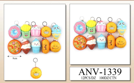 Accessories-Assorted Food Squishy Keychain ANV-1339 (12pc pack)