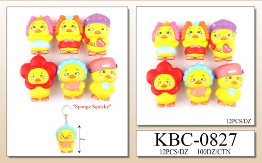 Accessories-Squishy Duck Keychains in Assorted Outfits KBC-0827 (12pc pack)