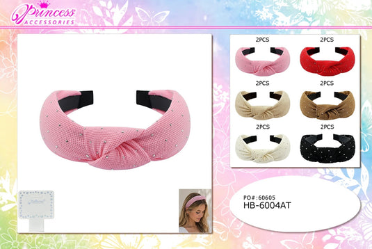 Hair-Rhinestone Knotted Headband HB-6004AT (12pc pack)