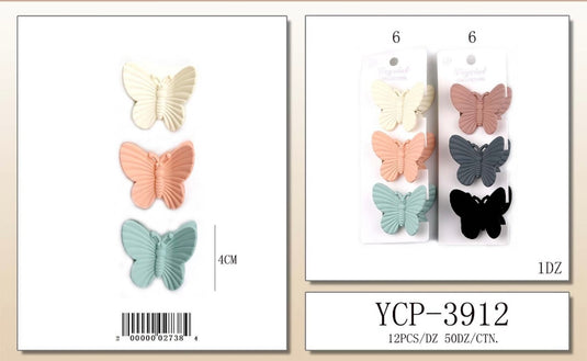 Hair-Matte Butterfly Mini Hair Claw Clip YCP-3912 (12pc pack)