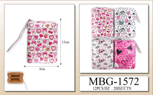 Accessories-Heart Print Zip Wallet MBG-1572 (12pc pack)