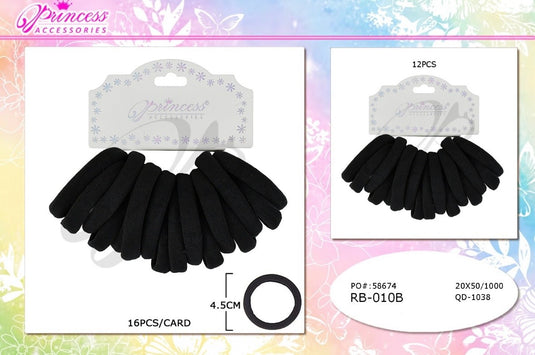 Hair-Black Band Hair Ties RB-010B (12pcs pack)