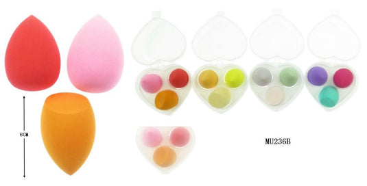 Accessories-3Pc Blending Sponge Heart Case MU236B (12pc pack)