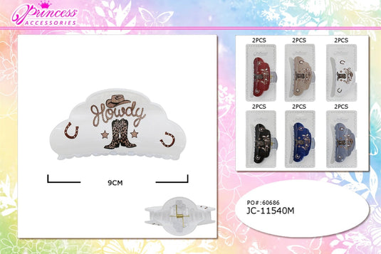 Hair-Howdy Cowgirl Hair Claw Clip JC-11540M (12pc pack)