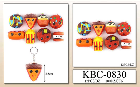Accessories-Kawaii Fast Food & Dessert Squishy Keychains KBC-0830 (12pc pack)