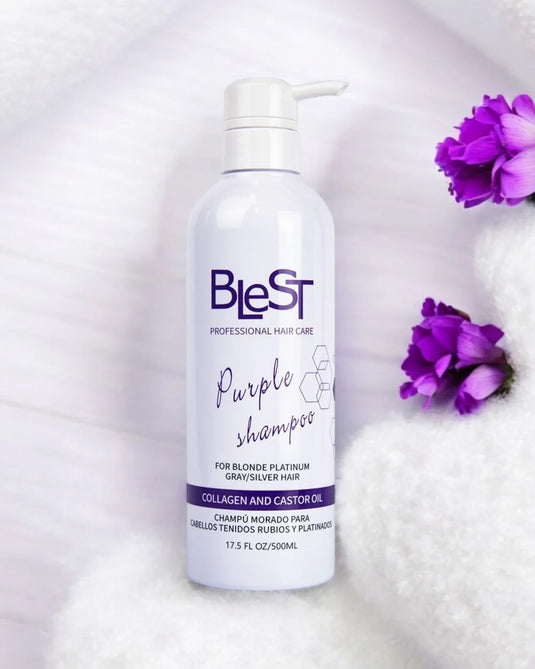 Hair- Blest Purple Shampoo + Collagen & Castor Oil HPS-01 (4pc bundle, $6.50 each)