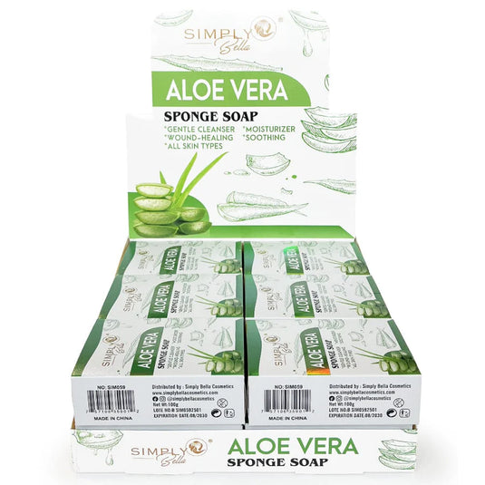 Skincare-Simply Bella Aloe Verá Sponge Soap SIM059 ($2 each, 12pc display)