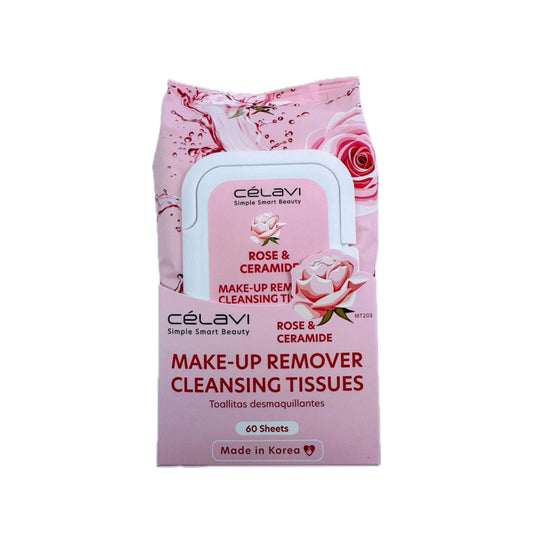 Skincare-Celavi Rose & Ceramide Make Up Remover Cleansing Tissues 60 Sheets MT203 ($2.25 each, 6pcs bulk)