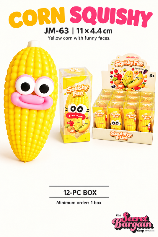 Accessories-Funny Face Crunchy Corn Squishy Toy JM-63 ($3 each, 12pc display)