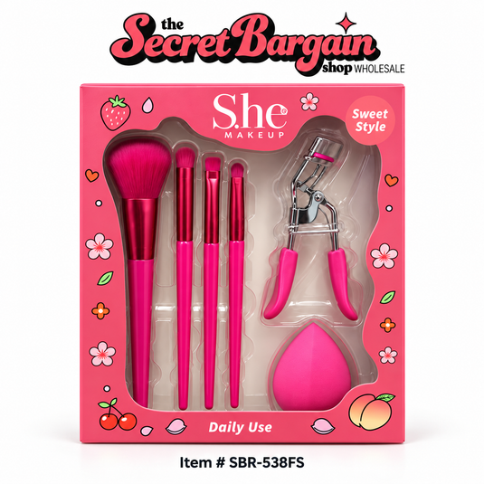 Accessories-She Makeup Brush, Sponge & Curler Set SBR-538FS ($2.66 each, 6pc bundle)