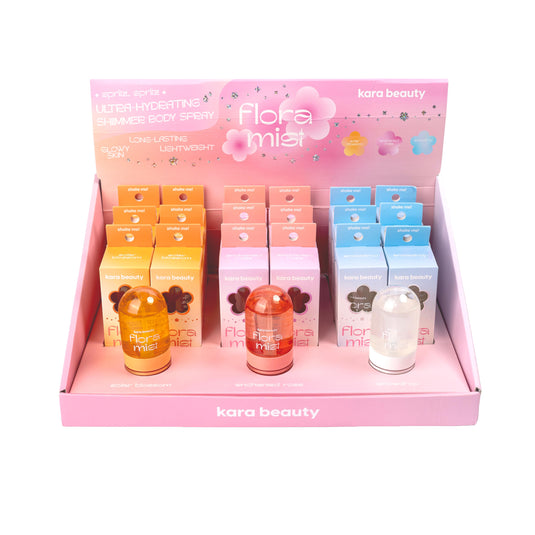 Skincare-Kara Beauty Flora Mist Shimmer Body Spray Display (6pcs x color + 3 testers)
