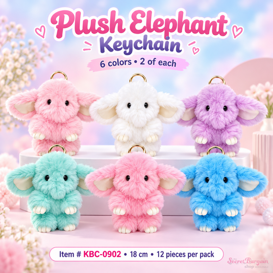 Accessories-Elephant Plush Keychain KBC-0902 (12pc pack)