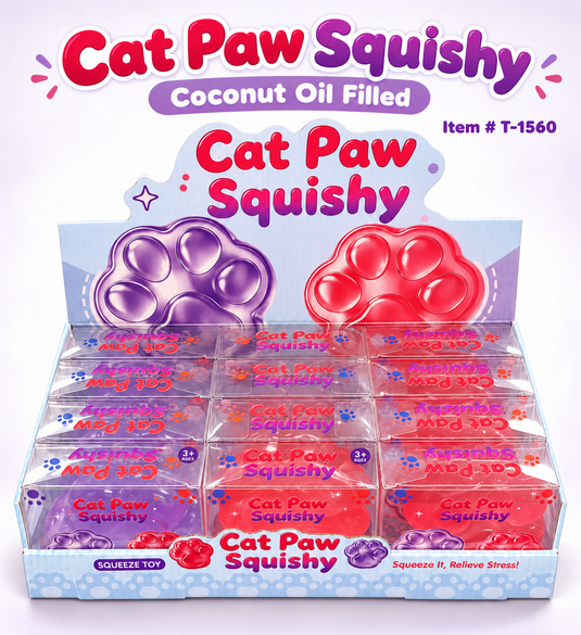 Accessories-Cat Paw Coconut Oil Squishy T-1560 (12pc pack)