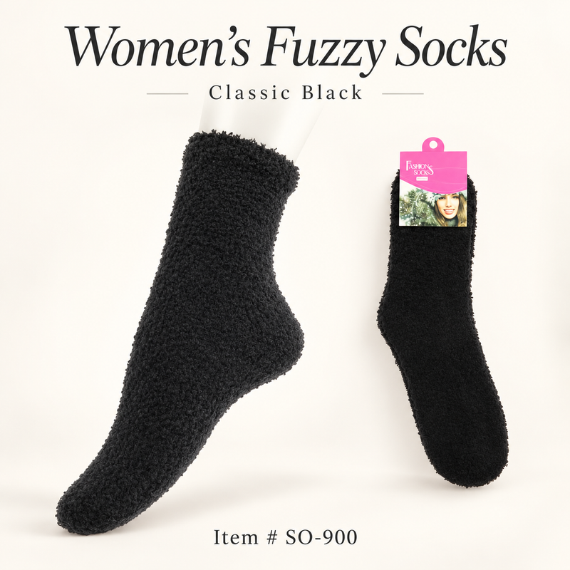 Load image into Gallery viewer, Accessories- Black Cozy Socks SO-900 (12pc pack)
