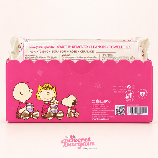 Skincare-Celavi X Peanuts Make Up Remover Wipes 60ct Sheets P70220R3 ($2.50 each, 4pcs bulk)
