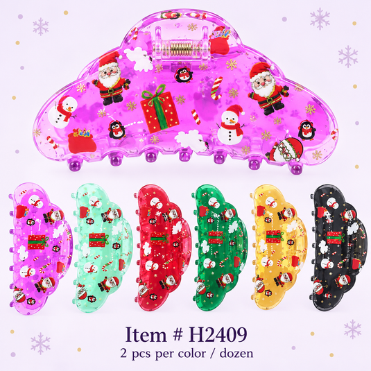Hair-Christmas Jaw Hair Clip H2409 (12pc pack)