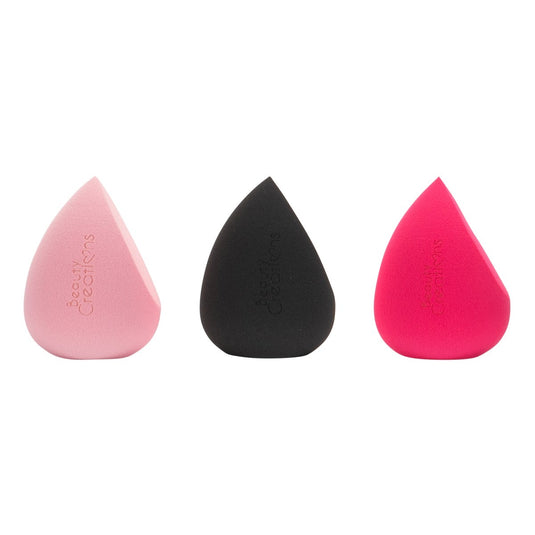 Face- Beauty Creations Blending Sponge Light Pink, Black, Hot Pink BSN02 (24PC BULK-$1.66 EACH)